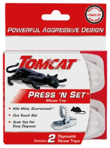 Tomcat 0360710 2-Pack Of Press 'N Set One Touch Reusable Mouse Traps - Quantity of 21