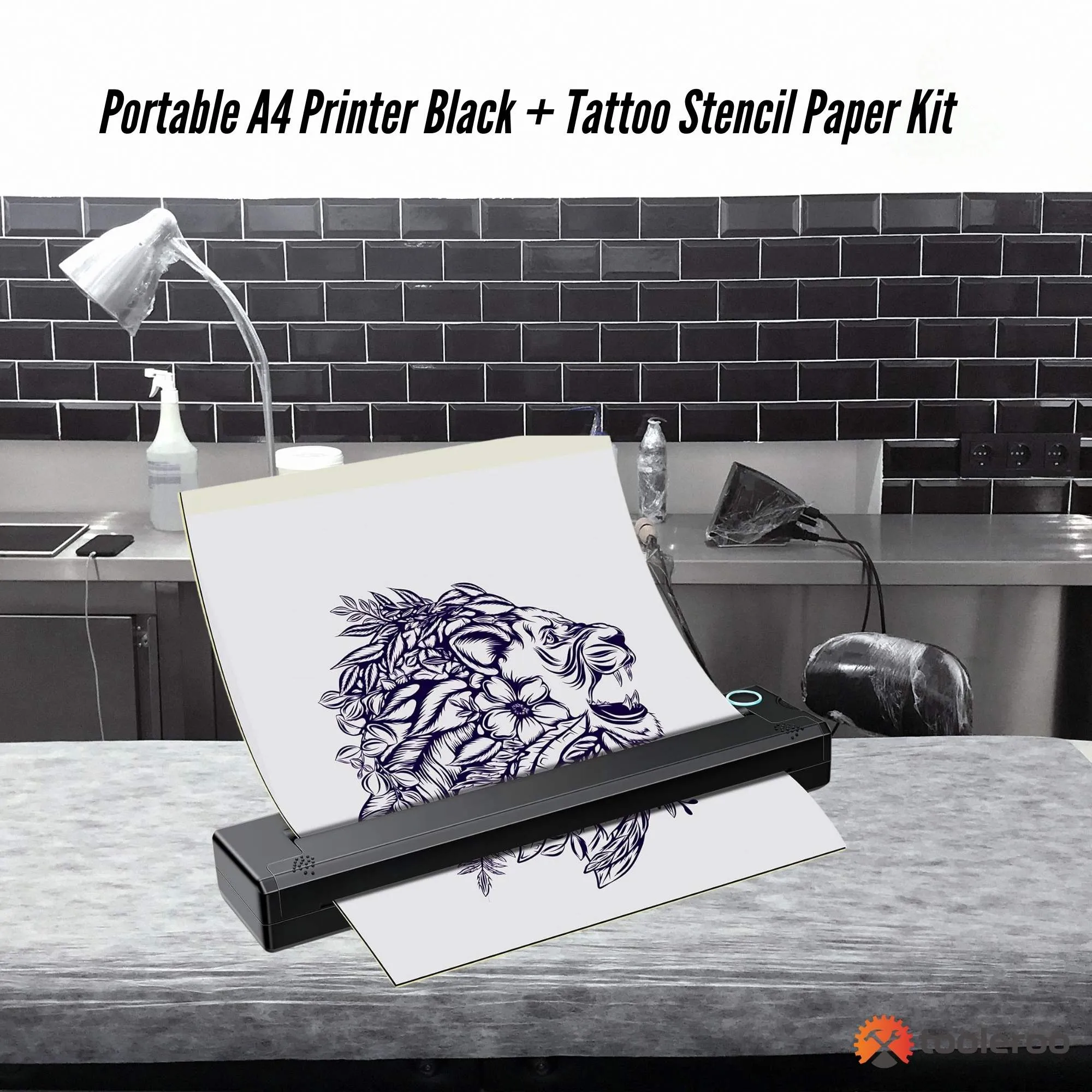 Tooleroo Portable A4 Thermal Printer Black   Tattoo Stencil Paper - Wireless