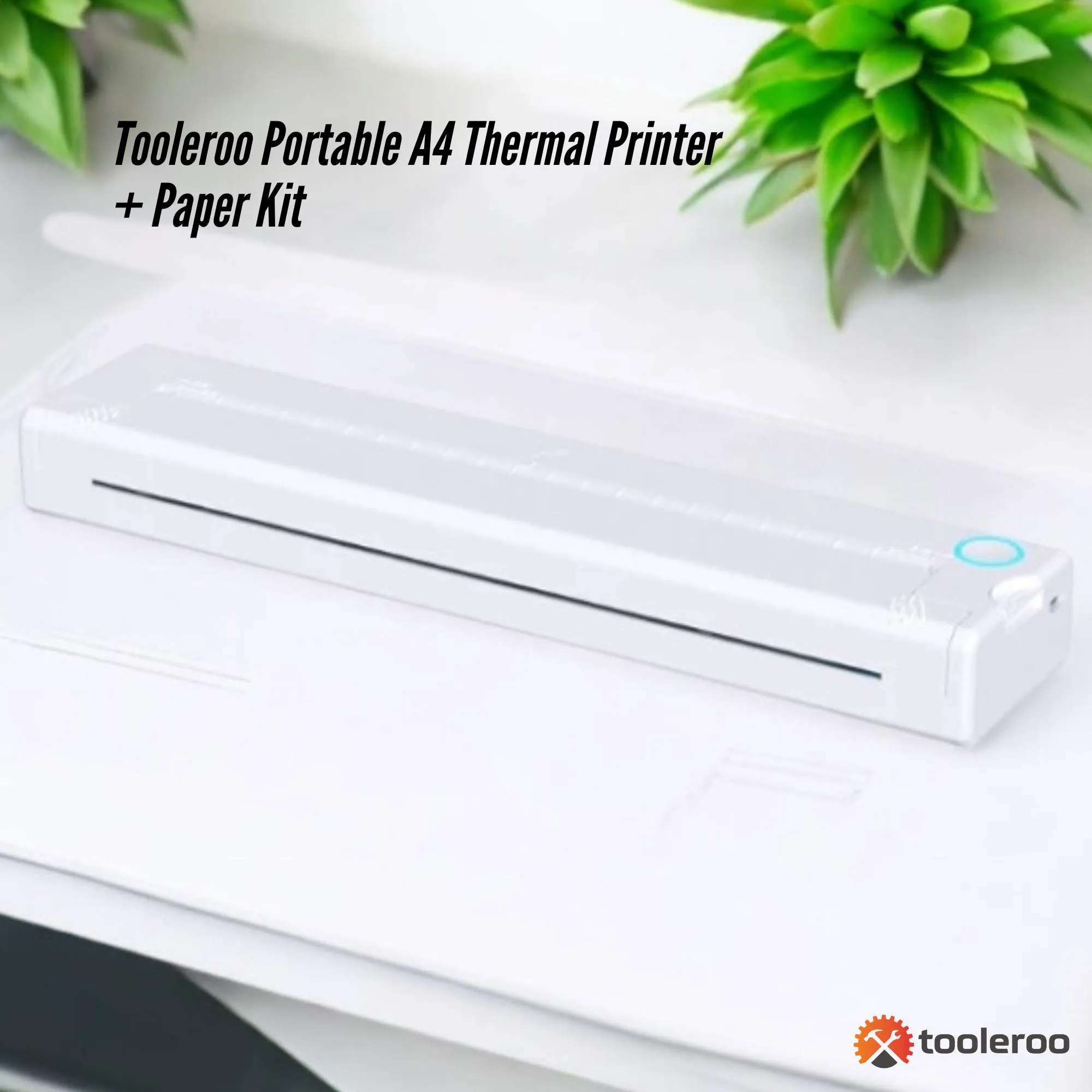 Tooleroo Portable A4 Thermal Printer White   Paper Kit - Wireless and Inkless