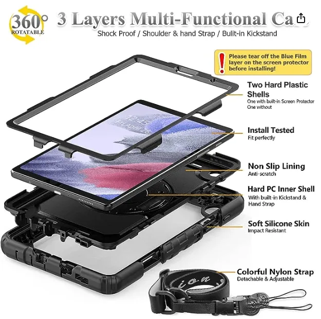 Tough Case designed for 8.7" Samsung-based Speech Tablet with Screen Protector & Strap