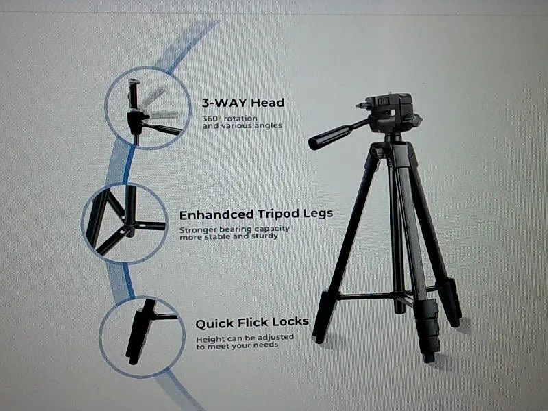 Ubeesize 50-inch Adjustable Camera Tripod Stand with Phone Holder