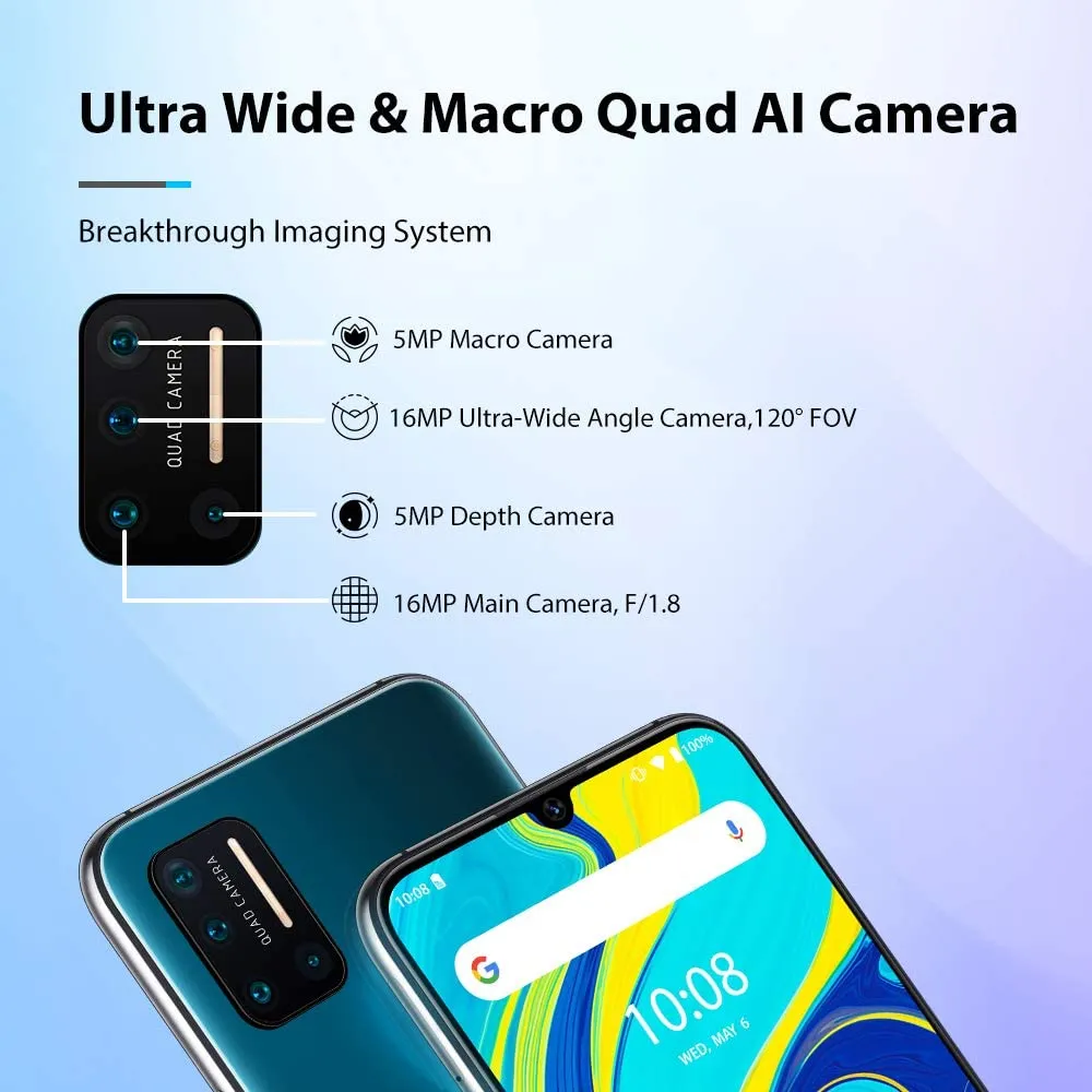 UMIDIGI A7 Pro Unlocked Cell Phone 4GB / 64GB, 6.3" Screen, 4150mAh Battery with 16MP Quad Camera, Android 10