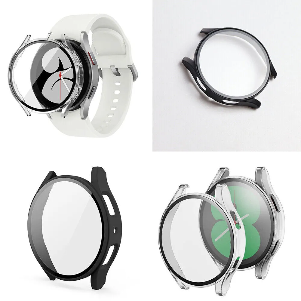 US For Samsung Galaxy Watch 4 5 40 44mm Hard Case Full Glass Screen Protector