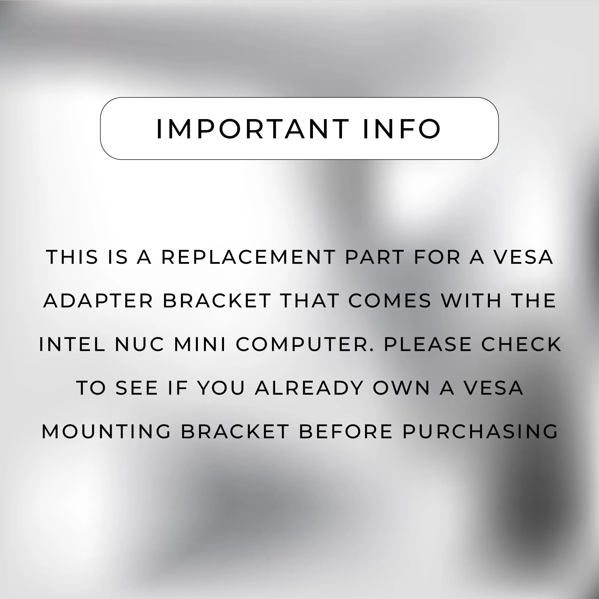 VESA Mount Kit for Intel NUC Fits Most Standard VESA Patterns