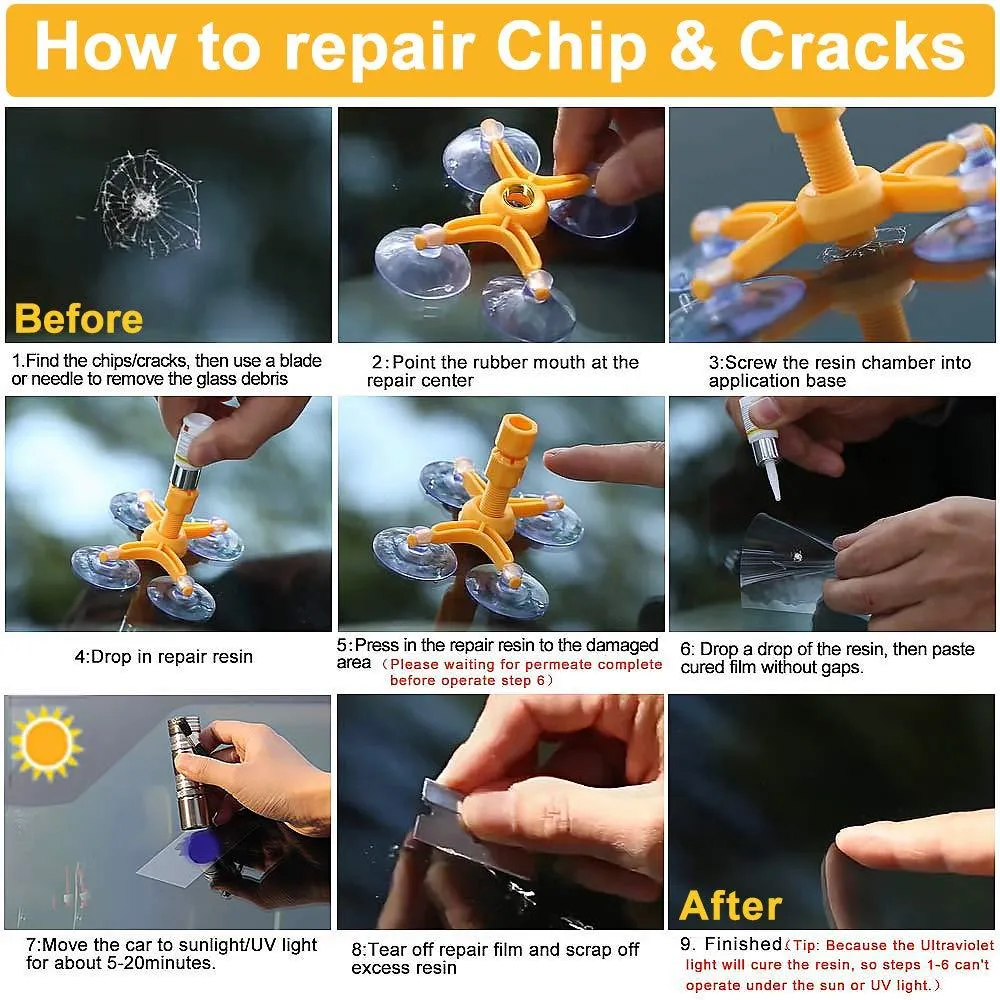 Windshield Repair Kit Cracked Glass Windshield Chip Repair Kit