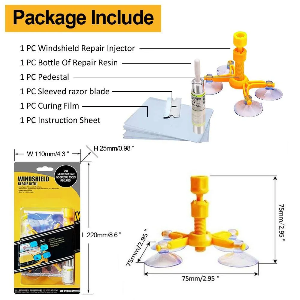 Windshield Repair Kit Cracked Glass Windshield Chip Repair Kit