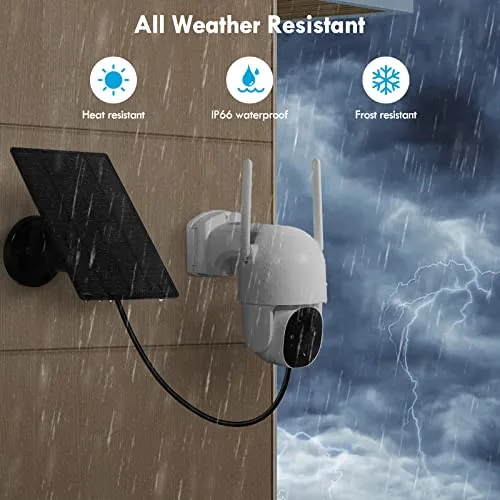 Wireless Cameras for Home/Outdoor Security, Solar Security Cameras Wireless Outdoor 355°PTZ, 3MP 2K FHD WiFi Camera with Spotlight, Motion Detection, Siren, Color Night Vision, 2-Way Talk, SD/Cloud