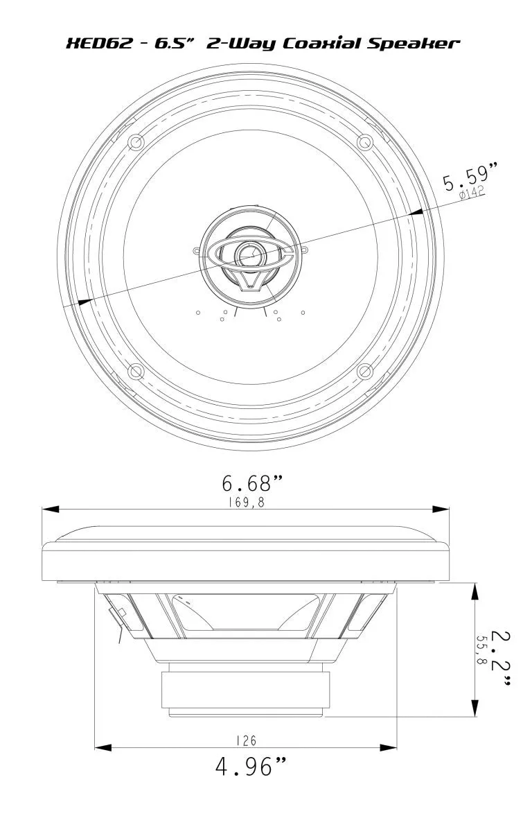 XED Series 6.5" 2-Way Coaxial Speakers - XED62